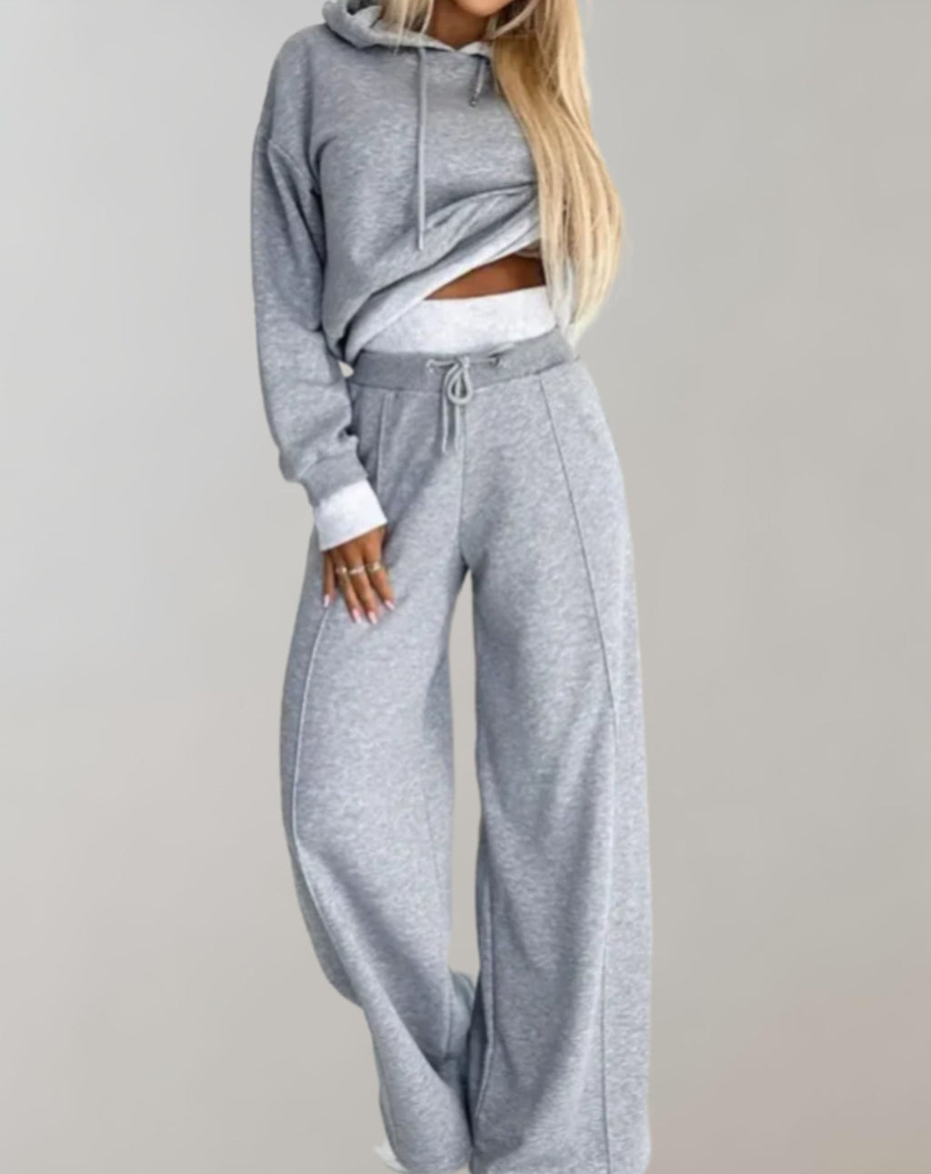 Women's Casual Wide Leg Lounge Set – Soft Cotton Blend Relaxed Fit Hoodie and Pants for Everyday Comfort